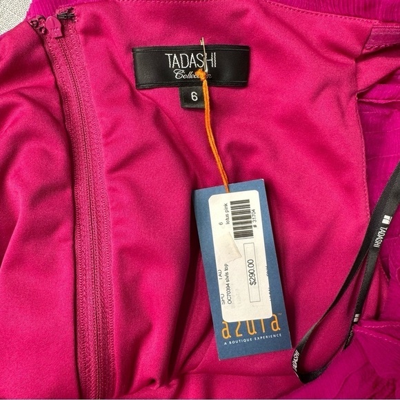 Tadashi Collection Pink Silk Ruched & Ruffled Blouse Size 6 - Picture 8 of 11